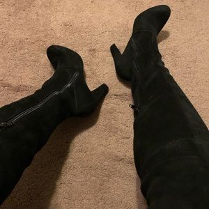 Black over the knee suede boots